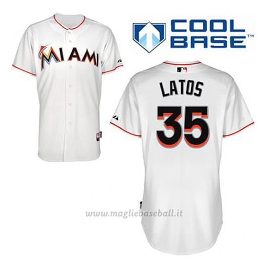 Maglia Baseball Uomo Miami Marlins Mat Latos 35 Bianco 1ªCool Base